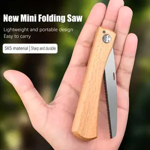 Portable Sk5 Carbon Steel Folding Hand Saw, Garden Small Wood Saw, Sharp Teeth Blade, Comfortable Wooden Handle, Ideal for Camping and Hiking, Hand Tools, Cutting