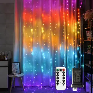 300 LED Curtain Lights, Outdoor and Indoor Christmas Fairy Lights,  Curtain String Light, 8 Flashing Modes for Party/Wedding/Holiday/Christmas Decoration.