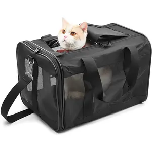 Pet Travel Carrier Soft Sided Portable Bag for Cats, Small Dogs, Kittens or Puppies 17 Lbs Max, Collapsible, Durable, Airline Approved, Travel Friendly (Medium) FluffyDream