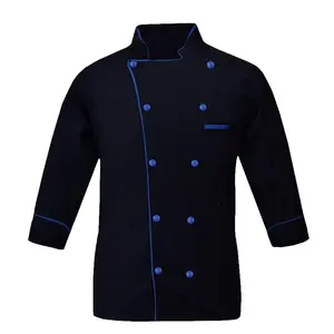 Executive Contrast Piping Chef Coat — Unisex | Black & Yellow | Professional Kitchen Jacket