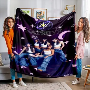 Katseye Ultra Soft Flannel Blanket - Premium Flannel Material Creative Design Warm Cozy Throw for Fans Friends Bed Sofa Office Dorm Camping Travel Mother's Day Birthday Christmas Gift