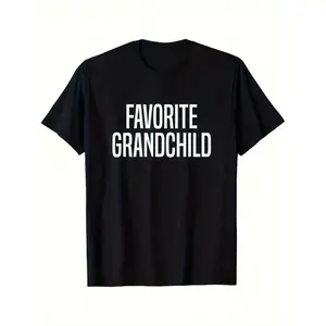 Men'S Funny Grandfather T-Shirt - Favorite Grandchild Print - Soft Everyday Tee for Grandpa Birthday, Christmas Gifts - Comfortable Fit Black Shirt with Text - Ideal Grandchild Present for Dad'S Side of the Family