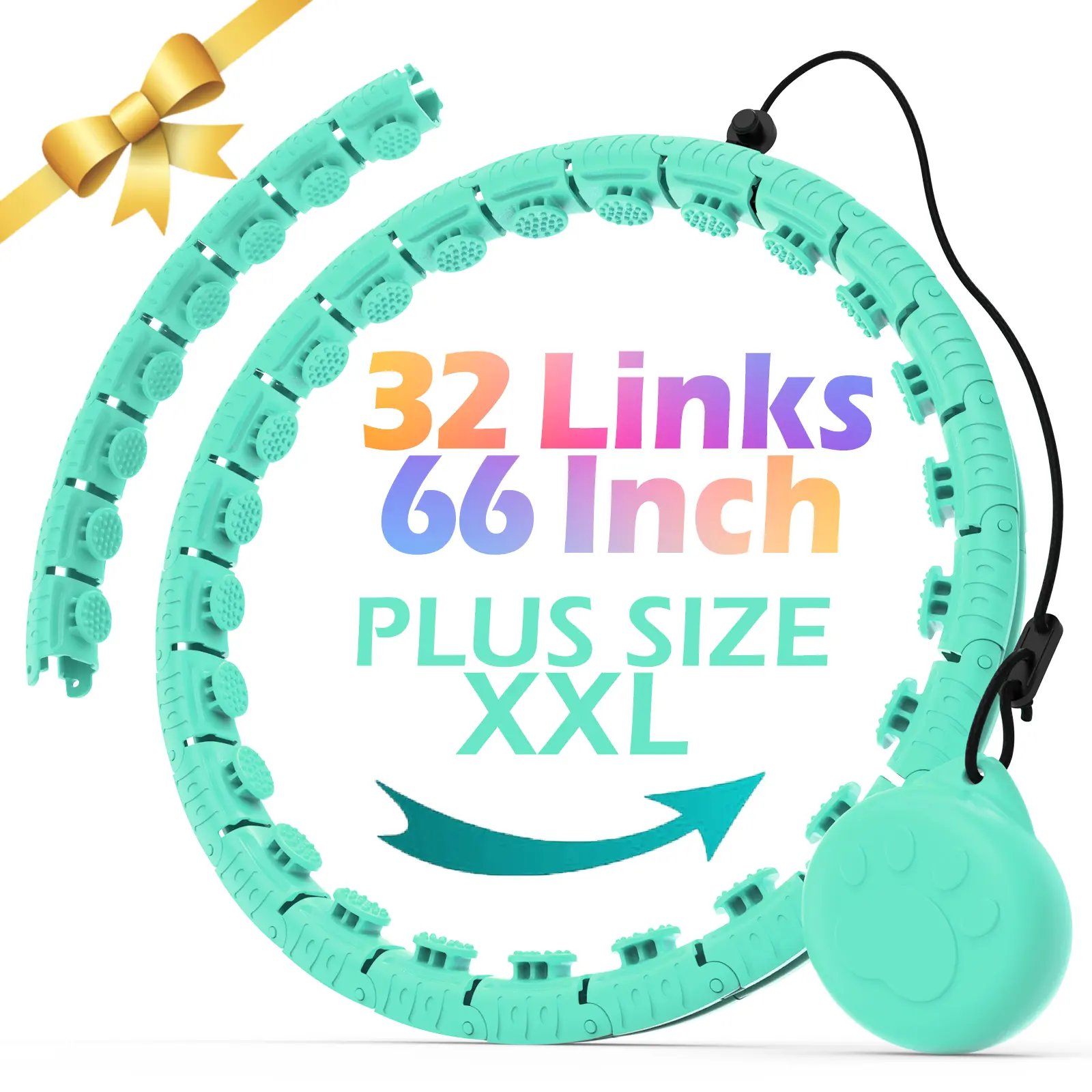 JLoibao Weighted  Circle 32 Links 66 Inch Plus Size Eco-Friendly ABS Material Adjustable Portable Hoop for Adults Fitness Equipment