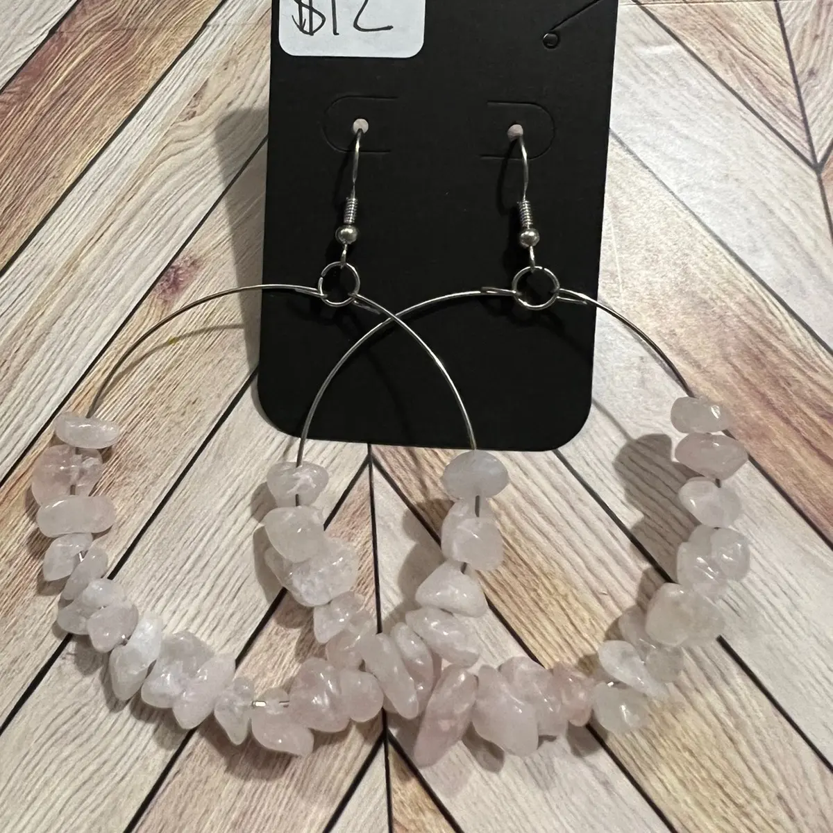 Crystal Glass Rock Hoop Earrings