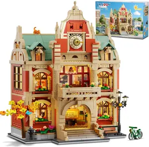 University Club House Building Set with Light,1629PCS City Campus Architecture Model with Painting Drama Baking Music Club, Home Decor Construction Building Block Gift for Adults Boys Girls 12+