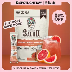 Salud 2-in-1 [Hydration + Immunity - Paloma] Electrolytes Powder, Agua Fresca Drink Mix, Elderberry, Dairy & Soy Free, Non-GMO, Gluten Free, Vegan, Low Calorie, 1g Sugar (15 Servings)