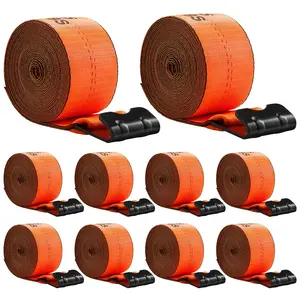 VEVOR Winch Straps, TikTokShopBlackFriday, 4 in x 30 ft Truck Straps with Flat Hook, 10 Pack Heavy Duty Trailer Straps with 18000 lbs Break Strength, Cargo Tie-Down Straps, for Flatbeds, Trucks, Trailers, Farms & Rescues