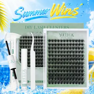YOULUCK Moonlight DIY Lash Clusters Individual Lash Extensions Fluffy Waterproof Long-Lasting Lashes with Ultra-Thin Invisible Band Bond & Remover Lightweight 5D Handmade Quality