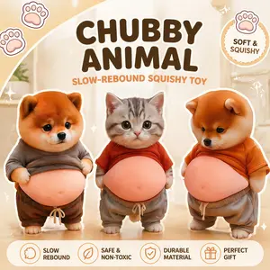 6-Pack Cute Animal Belly Door Stopper Wall Protector, Soft Silicone 3D Anti-Collision Sticker for Home Decor, Funny Shiba Inu & Cat Squeeze Toy for Stress Relief, Noise Reduction Door Bumper for Home & Office