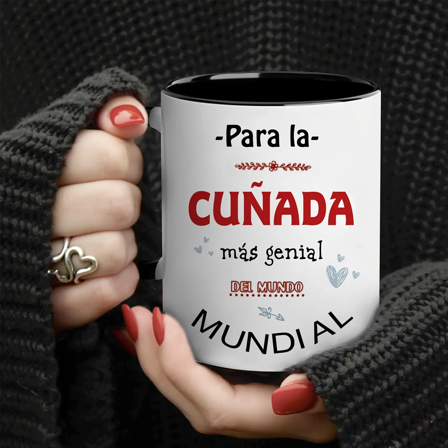 11.1oz Spanish-Inspired Ceramic Coffee Mug - Custom Printed Cup with "Para la mejor amiga del mundo" Design, Wide Mouth, Microwave Safe, Lightweight, Camping-Ready, Holiday Gift for Best Friend, Kitchenware Drinkware