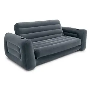 Inflatable Pull-Out Sofa - Built-in Cupholder, Velvety Surface, 2-in-1 Valve, and Compact Fold Design - Dimensions: 46" x 88" x 26"