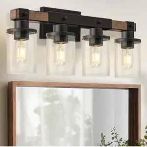 4-Lights Farmhouse Vanity Lights Fixture Rustic Bathroom Light Fixture Bathroom