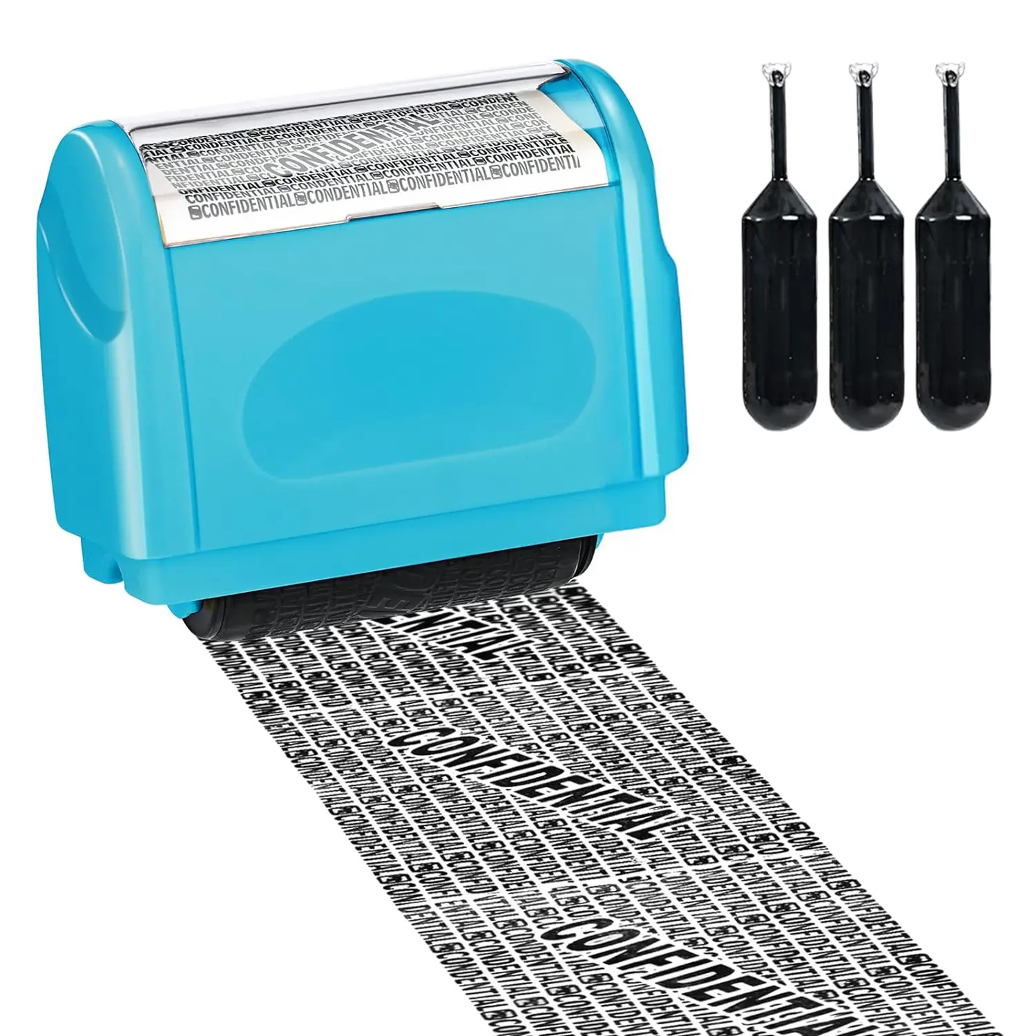 Wide Coverage Roller-Style Privacy Stamp with 3 Stamp Ink, Reusable Confidential Identity Protection Stamp, Blocking Out Privacy Information for Home, Office, School