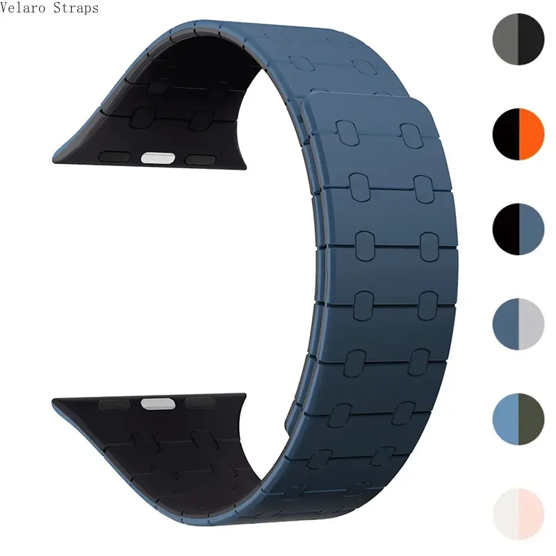 2026 New Contrasting Color Silicone Magnetic Watch Strap, Two-Tone Soft Magnetic Absorption Replacement Band for All Smart Watch Series