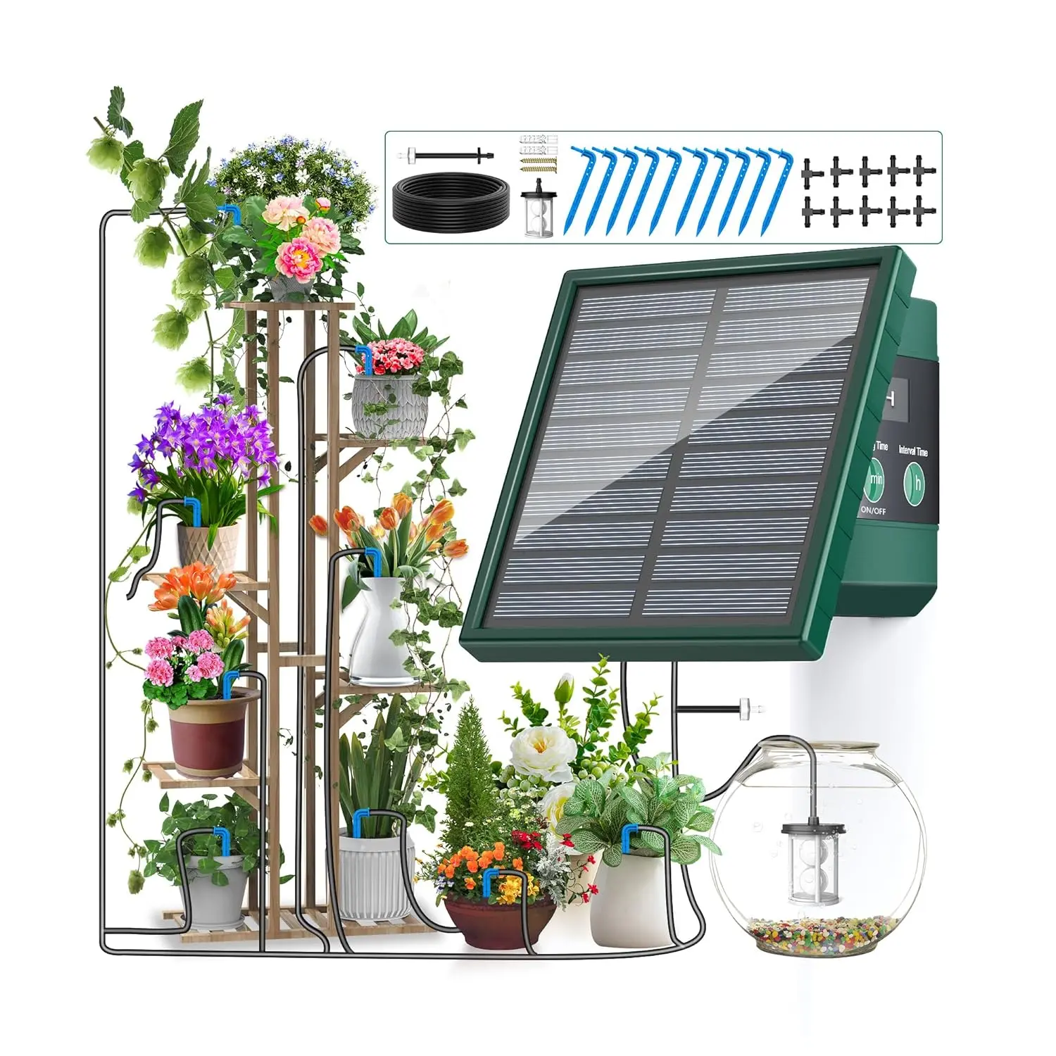 2026 Solar DIY Irrigation System Kit, 300 Watering Programs Automatic Drip Irrigation with 10M Hose & 10 Drip Tips for Indoor Outdoor Garden#SummerWins