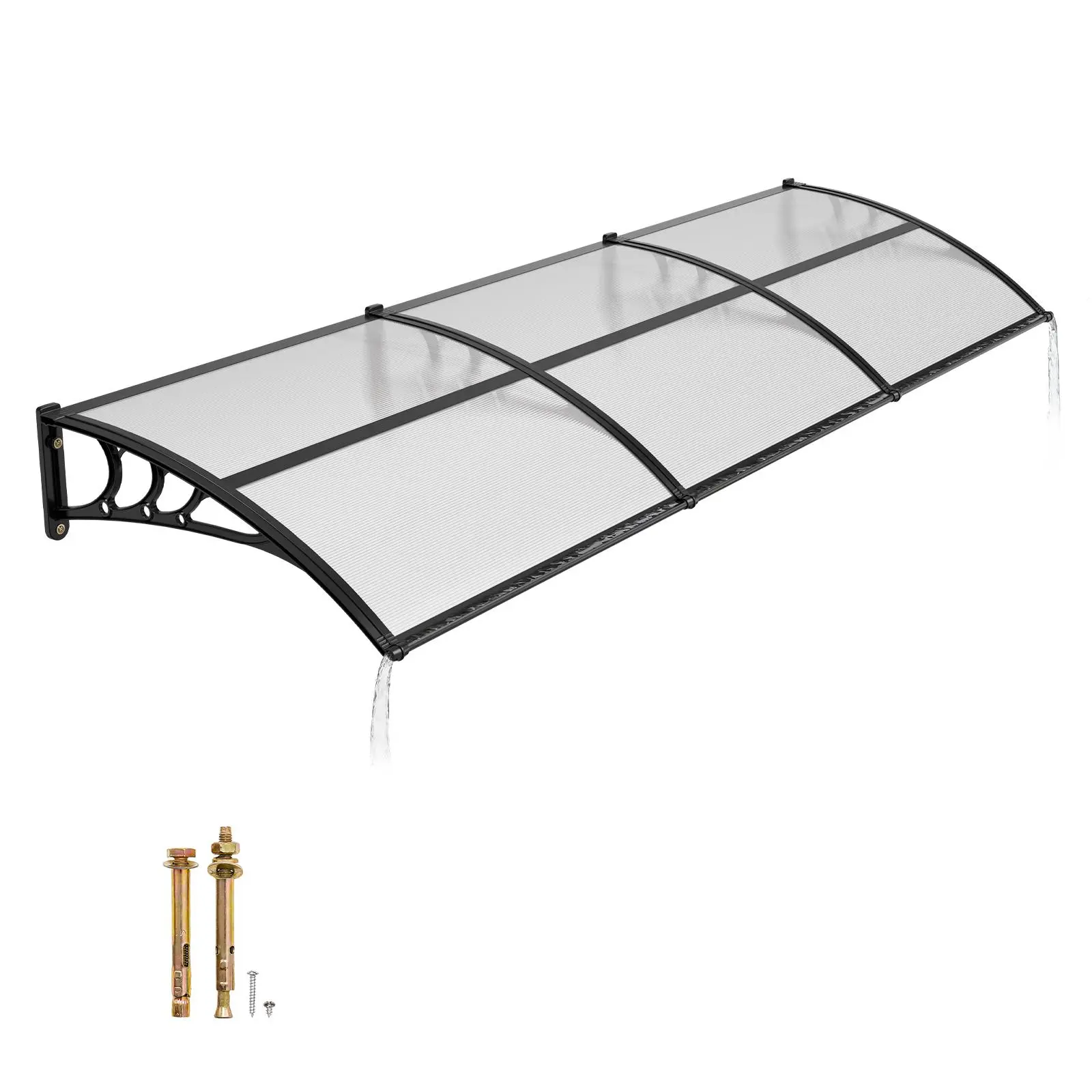 【SummerFinds】VEVOR Awnings for Door Entrance, 38 x 117 in, Exterior Front Door Window Awnings with Drainage & ABS Bracket, Rain Snow Sun Protection, Overhang Polycarbonate Door Canopy for Porch Patio, Clear