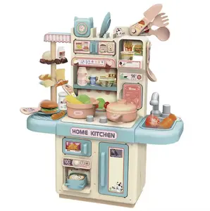Kids Kitchen Playset, Pretend Play Kitchen with 33PCS Realistic Play Food Toy and Accessories, Sink, Cooking Stove & Light for Girls Boys Toddlers