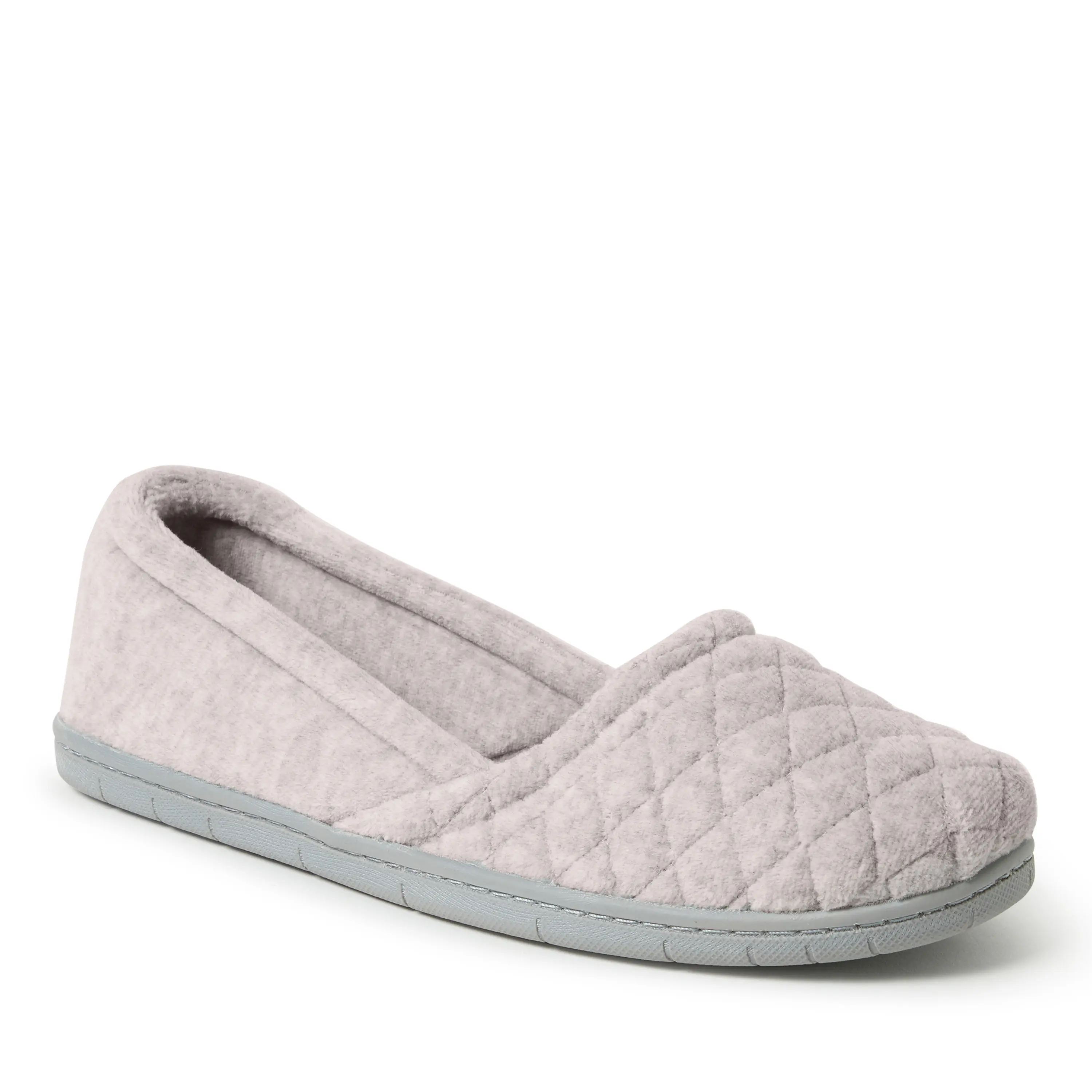 Dearfoams Women's Katie Casual Slippers, Quilted Microfiber Velour Espadrille with Cushioned Memory Foam, Indoor/Outdoor Rubber Sole, Shoe, Footwear, Indoor Slipper, Soft Sole Slippers