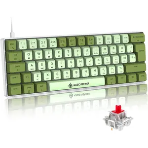 MAGIC-REFINER MK21 Mechanical Gaming Keyboard Type-c Wired with PBT Dye-subbed Keycaps RGB Backlit 60% UK Layout Full Anti-Ghosting 62 Key Ergonomic for Typist Laptop PC Mac Gamer