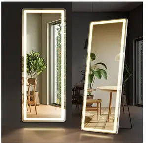 LED 3 Color Lighting Full Body Mirror 71"x 26" Rectangle Floor Mirror with Lights Wall Mounted Free Standing Leaning for Home, White