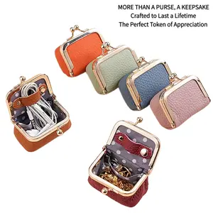 Genuine Leather Mini Coin Purse Earphone Key Solid Color Kiss Lock Coin Bag Casual Style Women's Small Storage Bag 2026