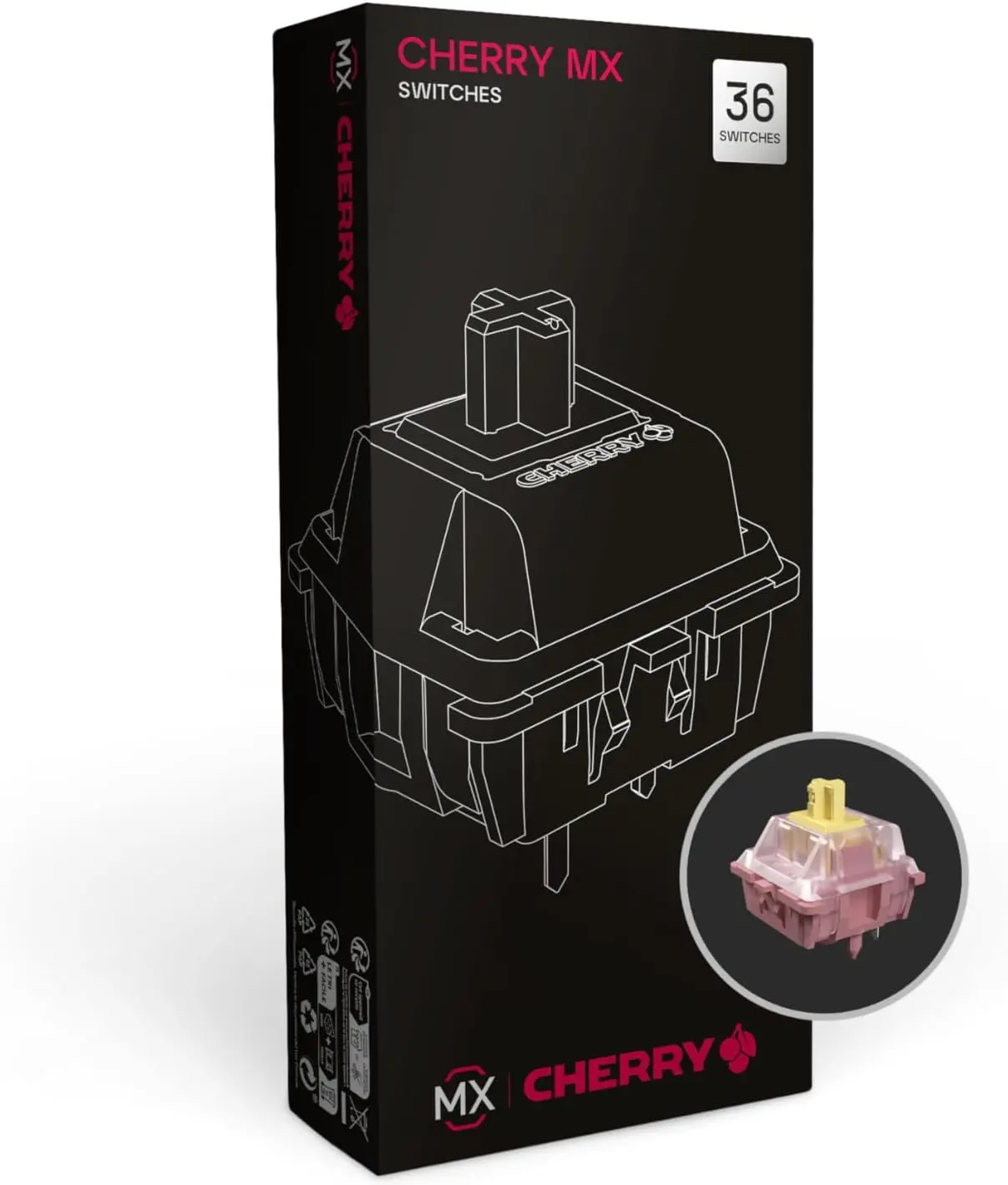 Cherry MX Blossom Linear Mechanical Keyboard Switch Kit - 36 No-Click, Feather-Light Direct Switches for DIY Hot Swap Gaming Keyboards