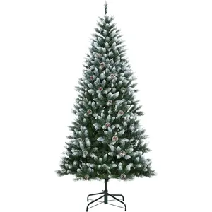 GARVEE 9FT Christmas Tree with 1042 Realistic Branch Tips, Pre-Lit with 550 LED Lights, Easy Assembly Metal Stand for Home, Office, and Party Decorations