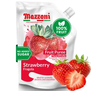 Mazzoni, Strawberry Puree, 100% Pure Strawberries, Just Fruit, No Sugar Added, pouch 2.2 lb