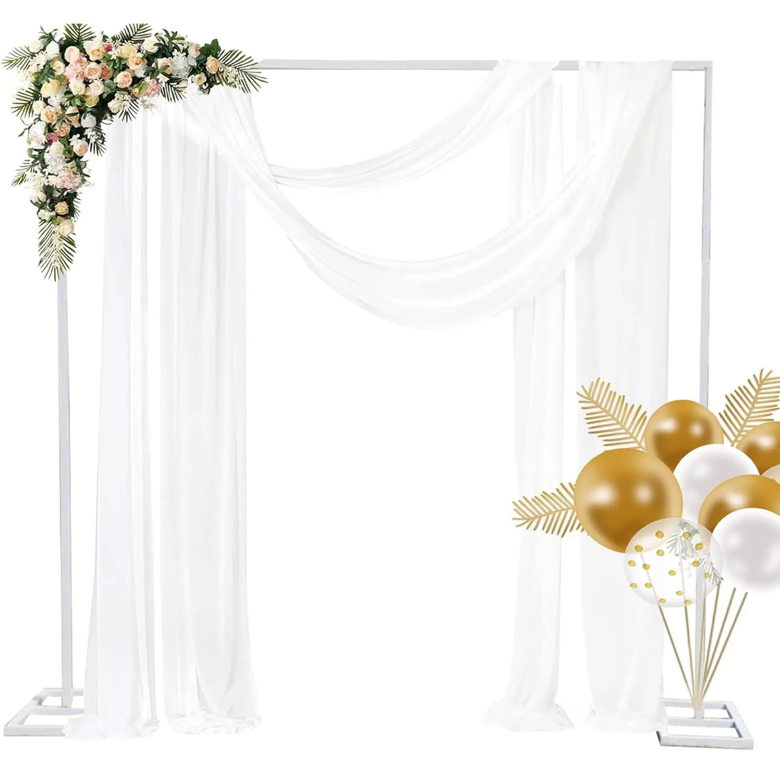 Garvee 8.2FT Wedding Arch Backdrop Stand, Heavy Duty Adjustable Backdrop Stand Kit Square Wedding =Balloon Arch for Photo Booth Background Baby Shower Birthday Party