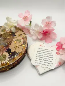 Real Flower Resin Coasters with Plantable Seed Paper Included: Dried Flower Coasters, Pressed Flowers, Gifts for her