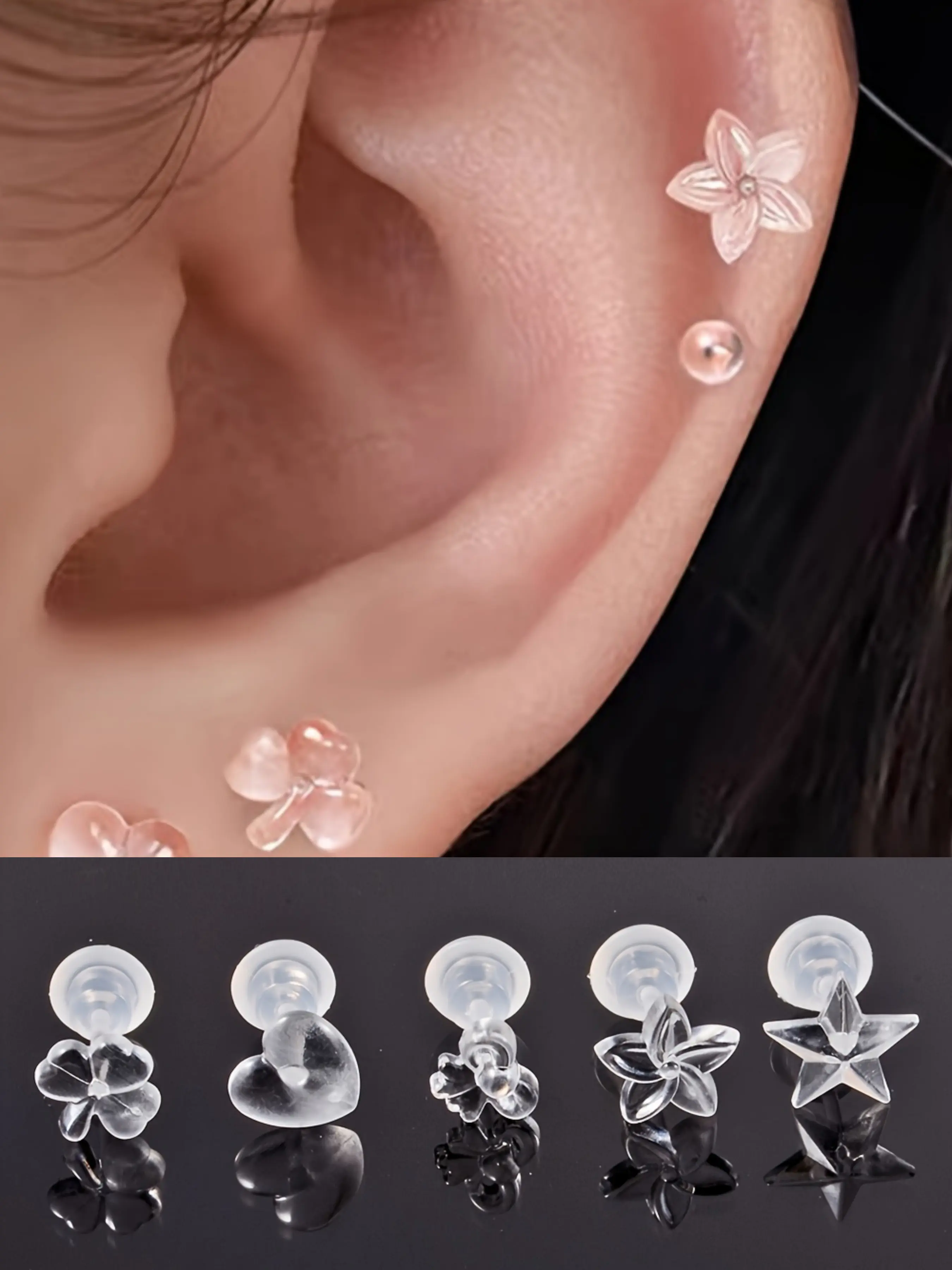 Women's Hypoallergenic Earrings Pack Sensitive Ears Acrylic Ear Pins, Ear Studs, Clear Plastic Earrings with Resin Backs, Lightweight & Comfortable DIY Ear Accessories