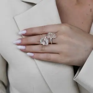Clear Quartz Double Ring (Size 5-9)