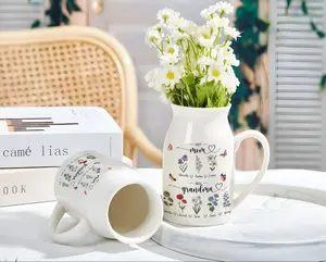 Custom Grandma's Garden Flower Vase & Plant Pot, Custom Grandkid Name Flower Vase, Mother's Day Gift, Grandma Gift, Grandma Flower Vase Gift Ceramic Cup Decor Light