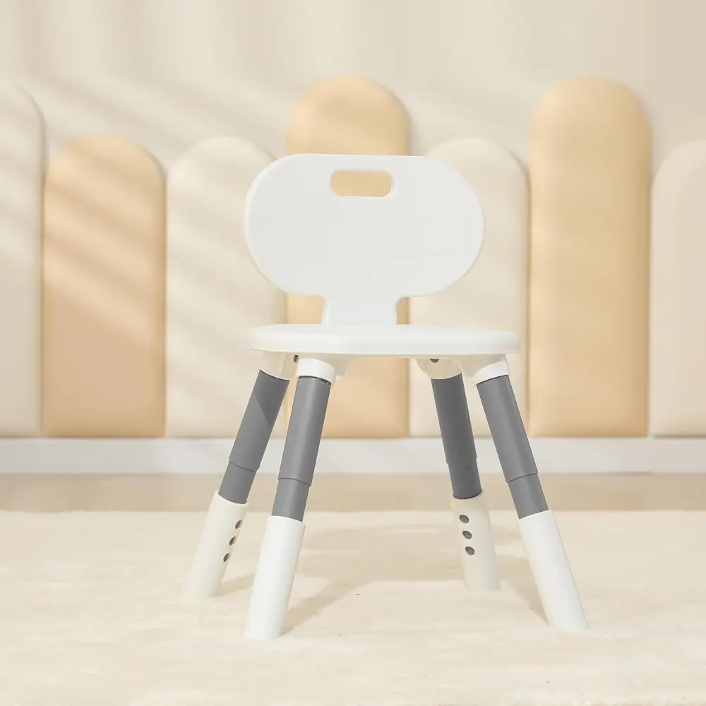 3 Level Height Adjustable Chair Plastic Preschooler Chair Durable Lightweight Chair Maximum Weight 130 lbs for Nursery, Classroom and Home (1 Pack Grey)