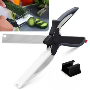 Kitchen Scissors for Food – 2-in-1 Cutting Board Scissors & Tomato Knife with Locking Mechanism & Stainless Steel Blades – Multifunctional Kitchen Shears for Effortless Chopping