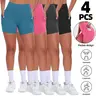 Women's 4-Pack High-Waisted Tight Cycling Shorts with Black Waistband - Active, Breathable, Tummy Control, Pockets - Outdoor Training Running Gym Apparel