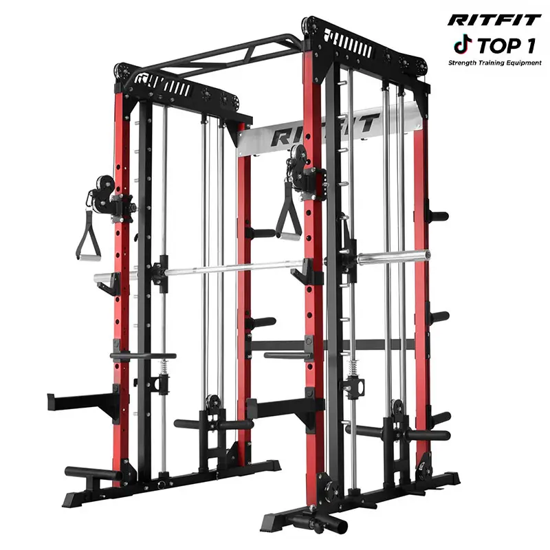 RITFIT Upgrade M1 Pro 2.0 Adjustable Smith Machine - Workout Machines for Home, Power Cage Home Gym, Multifunctional Squat Rack with Powerful Storage for Strength Training, Smith Machine Gym