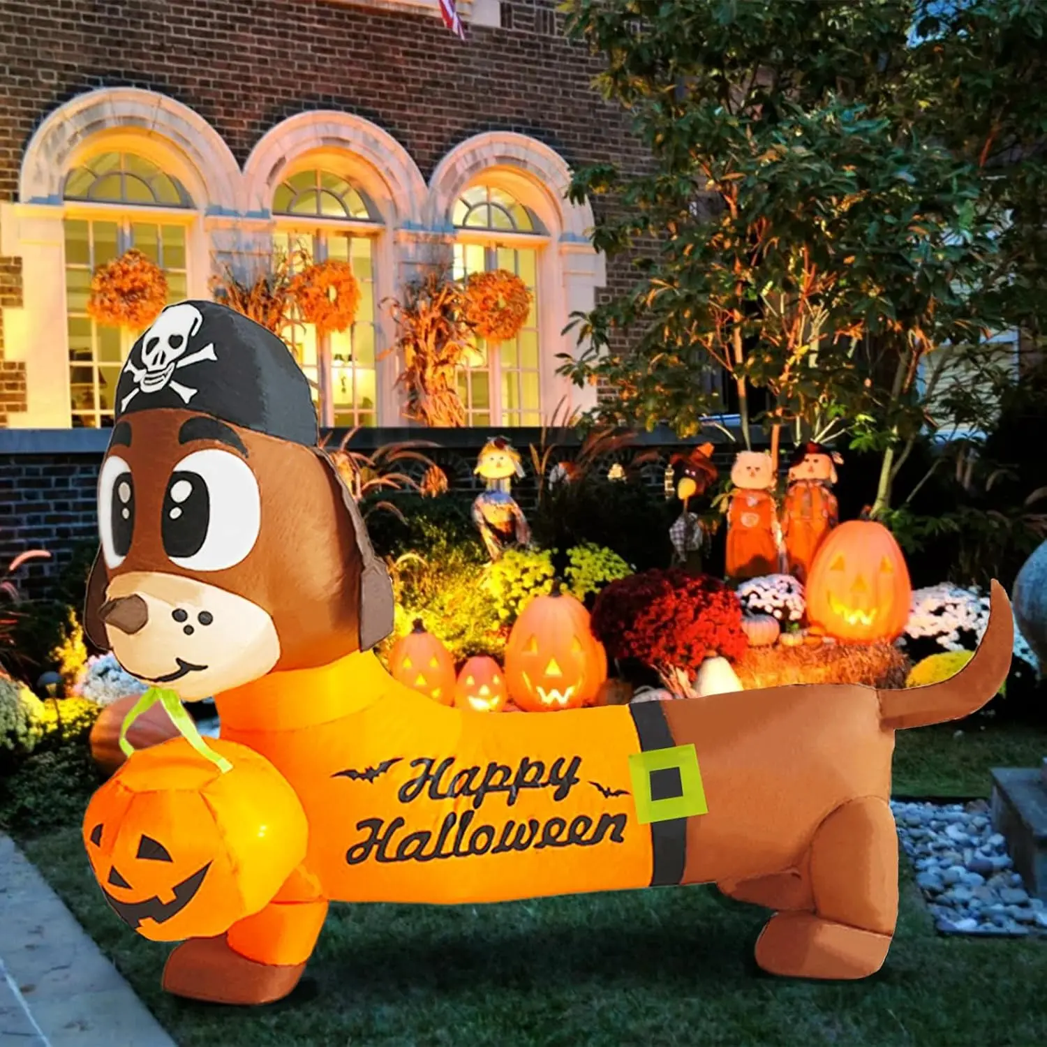 ACWARM HOME 6FT Wide Halloween Inflatable Puppy Outdoor Decor, LED-Lit Blow-Up Holiday Ornament for Home Yd Garden Lawn