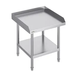 【Summervibes】VEVOR Stainless Steel Work Table, 24 x 24 x 26 Inch Commercial Food Prep Worktable, 3-Sided Backsplash Heavy Duty Prep Worktable, Metal Work Table with Adjustable Height for Restaurant Home Hotel