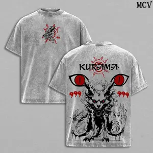 Naruto Kurama Sharingan Tee Washed – Vintage Washed Naruto Inspired Anime Graphic T-Shirt & Hoodie, Nine-Tails Fox Fan Art Design, Oversized Soft Cotton Unisex Streetwear, Casual Anime Apparel, Gift for Naruto Fans