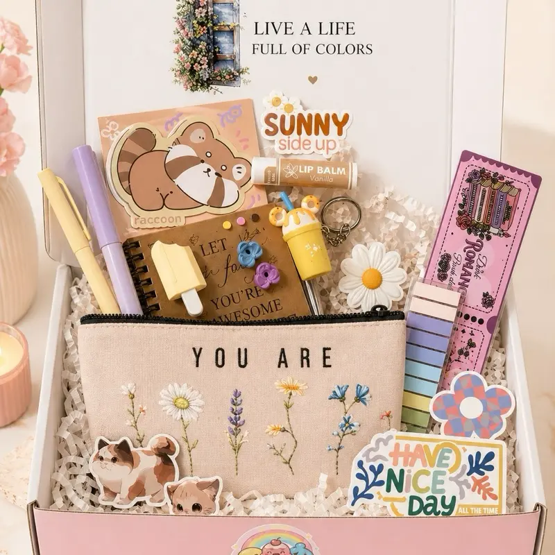 Mini Mood Treasure Protective Box - Curated Office Stationery Set for Lovers, Including Art Stickers, Creative Journaling Supplies, Aesthetic Prayer Journal Tools, Unique Designs, Mini Gifts