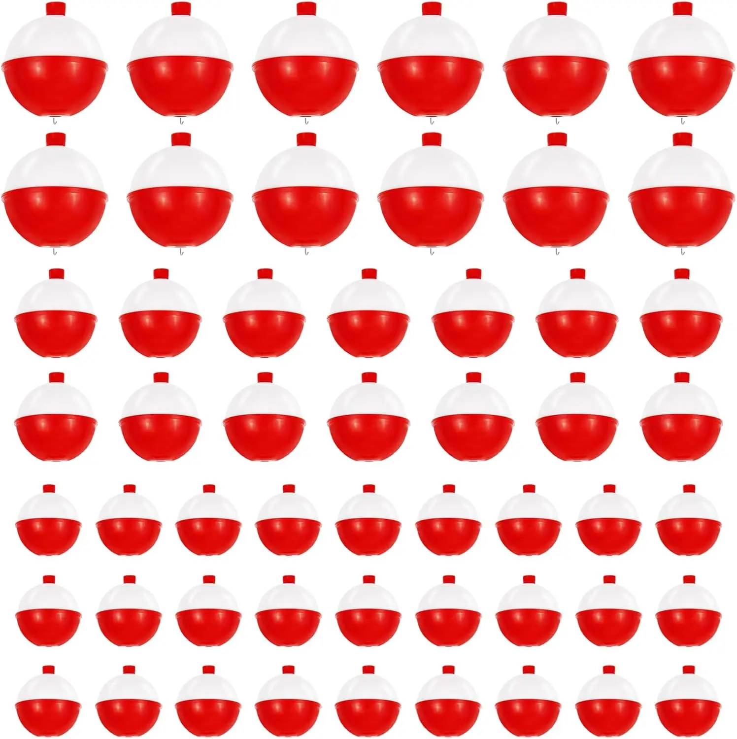 100 Pieces Fishing Floats, Hard ABS Fishing Bobbers, Red and White Bobbers, Round Buoy Floats with Button for Tackle Accessories (Size: 0.75/1/1.5 Inch)