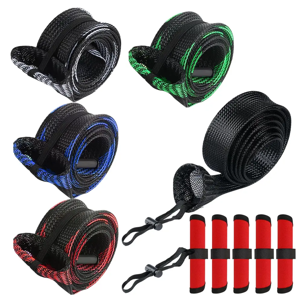 5 Packs Fishing Rod Covers for Transport, Storage and 5Pcs Fishing Lure Covers Hook Storage Protector for Fishing Rod to Keep Fishermen Safe