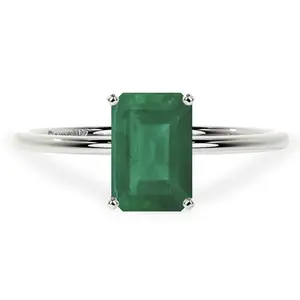 Dainty Emerald Cut Four Prong Emerald Solitaire Ring (2.25cts.)- REM073-9X7-A