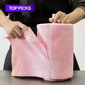 Microfiber Cleaning Cloth Roll -75 Pack, Tear Away Reusable Paper Towels Pink,  11.5"×11.5",Commercial Shop Rags,Reusable, Washable, Scratch Free, Microfiber Towels for Cars,Great Gifts for Father's Day and Mother's Day