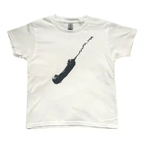 Vintage Telephone Graphic Baby Tee, Handmade Screen Print, 90s Y2K Grunge Retro Aesthetic
