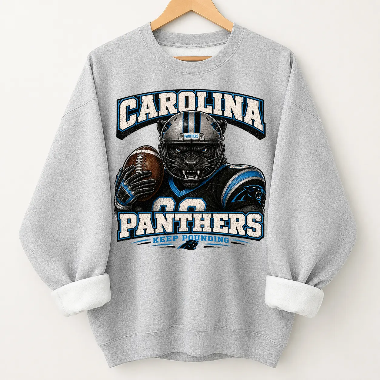 North Carolina Vintage Football Sweatshirt, Charlotte Retro Sweatshirt, Keep Pounding Fan Merch, Unisex Football Crewneck
