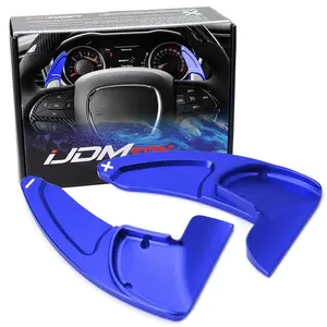 iJDMTOY Sports Blue CNC Billet Aluminum Large Paddle Extensions For Challenger Charger Durango, Grand Cherokee, 300/300C