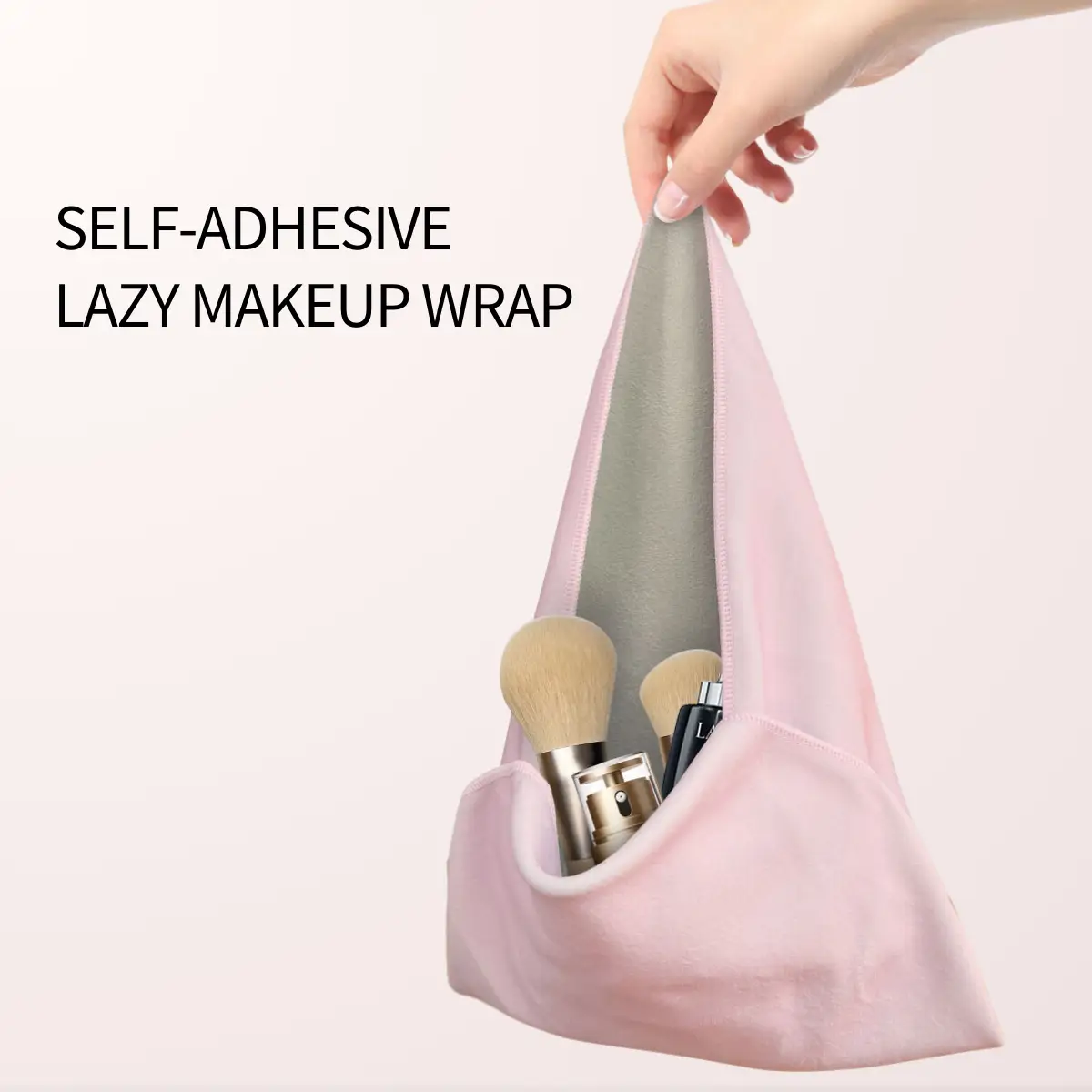 Magic Pocket Lazy Makeup Bag with Self-Adhesive Wrap, 22x22in Large Capacity Inner Pouch Cosmetic Travel Makeup Bag Easy Wrapping and Safe Protection