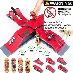 Creative New Unique Children Finger Skateboard Training Ground, Professional Beginner Finger Board with Tools, Desktop Toy for Kids, Stress Relief Fidget